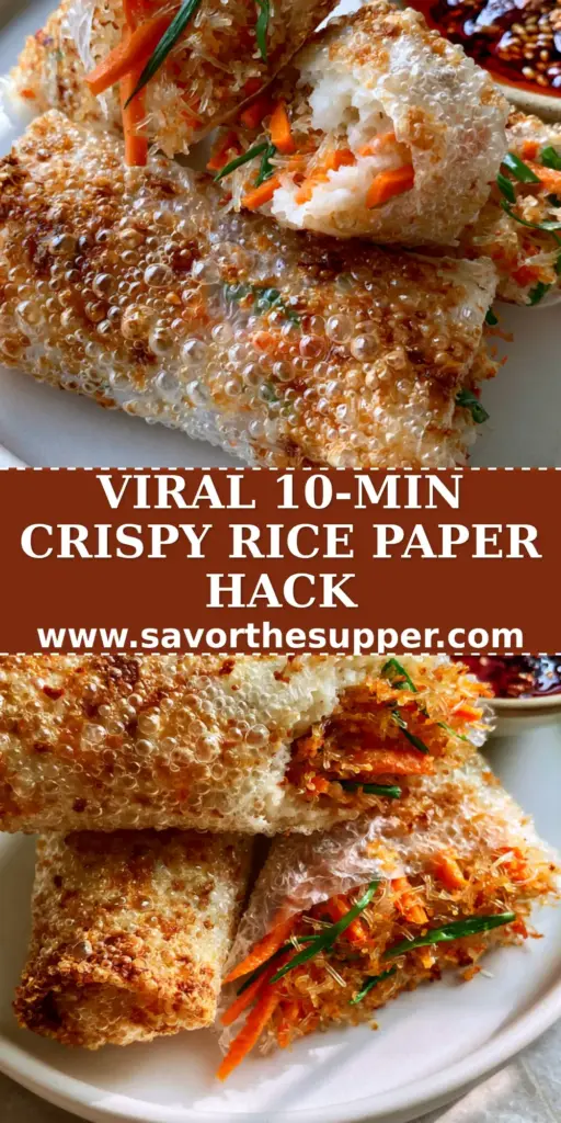 Close-up of three golden-brown Air Fryer Rice Paper Noodle Rolls with blistered skin on a white plate next to red chili oil.