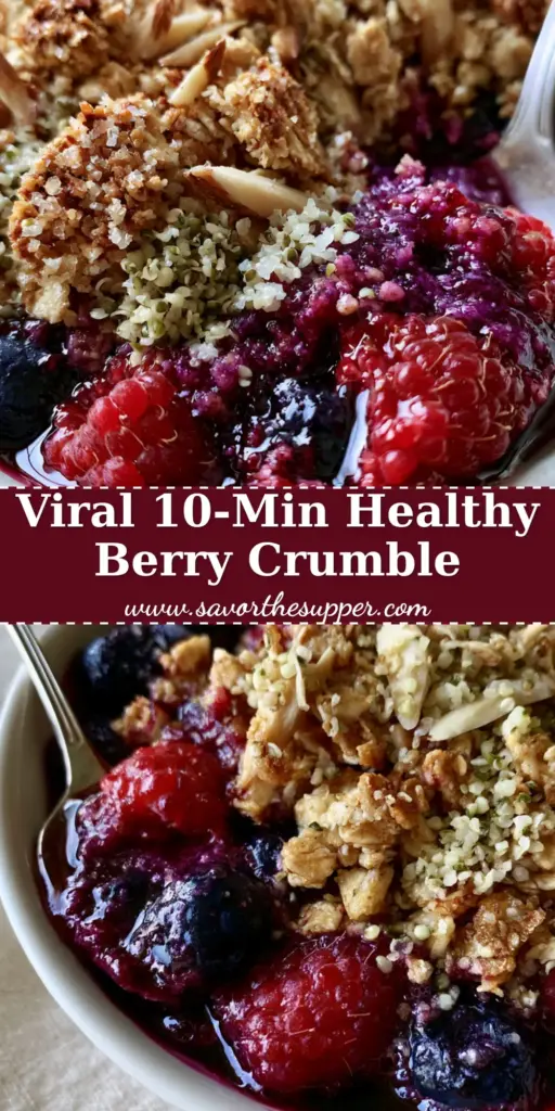 Breakfast Crumble with Toasted Almonds and Mixed Berries 3 A close-up shot of a Berry Breakfast Crumble in a rustic dish with bubbling blueberries and golden oat clusters. (Breakfast Crumble)