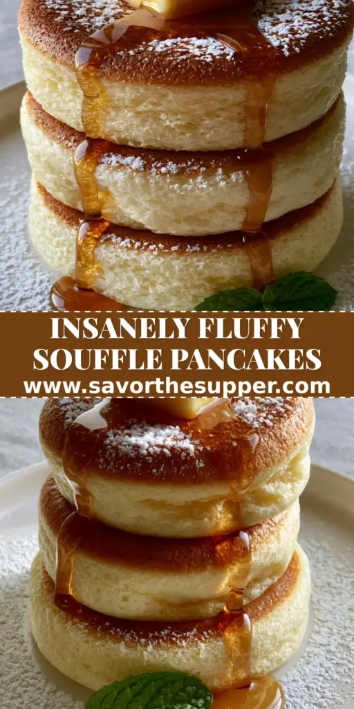 Pancake Ideas: The Ultimate Fluffy Japanese Souffle Pancake Recipe 4 A stack of three tall Japanese souffle pancakes with melting butter and maple syrup on a white plate. (pancake ideas)