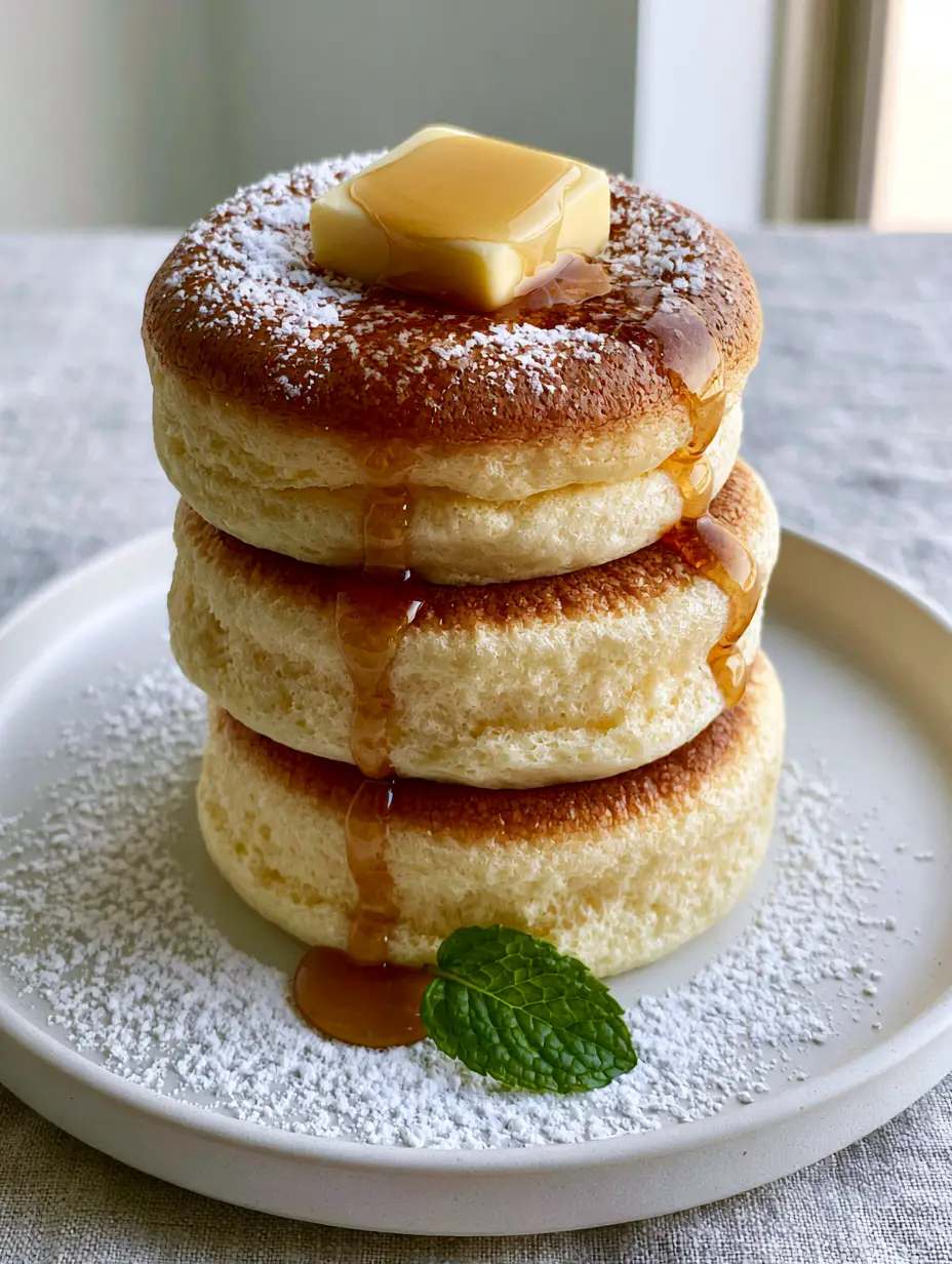 Pancake Ideas: The Ultimate Fluffy Japanese Souffle Pancake Recipe 3 Extreme close-up of airy sponge sides and golden-brown tops of souffle pancakes. (pancake ideas)