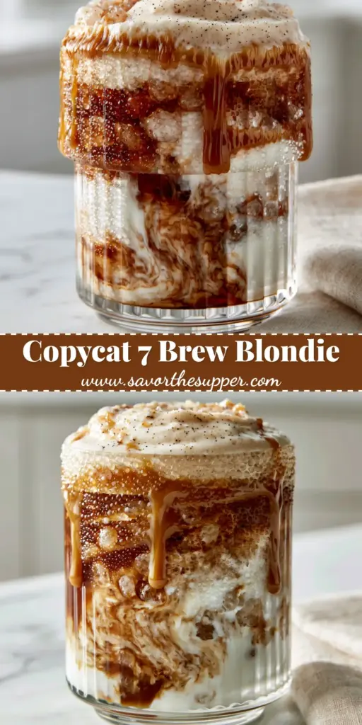 7 Brew Drink: The Ultimate Caramel Swirl Iced Coffee Recipe 4 An aesthetic 7 Brew drink with dark espresso swirls and vanilla bean cold foam in a ribbed glass. (7 Brew drink)