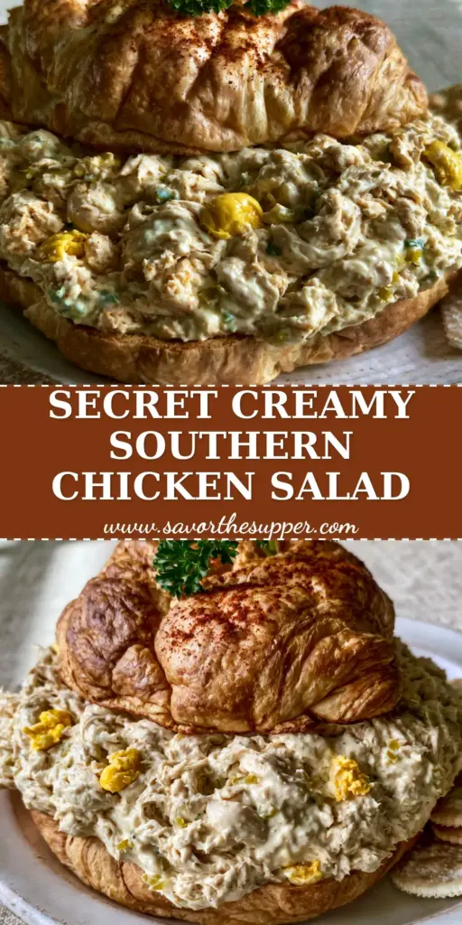 Chicken Salad Chick Olivia's Old South Recipe: The Ultimate Southern Copycat 4 A close-up shot of a toasted croissant overflowing with Chicken Salad Chick Olivia's Old South, garnished with paprika and parsley. (Chicken Salad Chick Olivia's Old South)