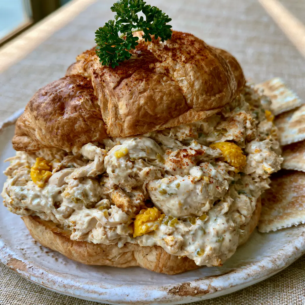 Chicken Salad Chick Olivia's Old South Recipe: The Ultimate Southern Copycat 2 Smartphone food photography of the velvety Chicken Salad Chick Olivia's Old South with yellow egg bits and green relish. (Chicken Salad Chick Olivia's Old South)