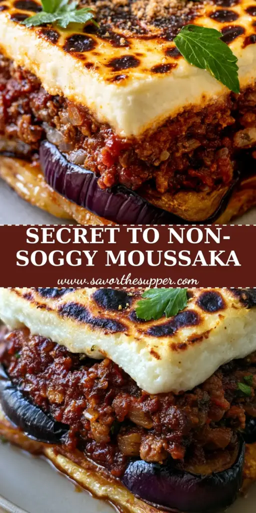 Greek Moussaka: The Ultimate Layered Eggplant and Potato Recipe 3 A sharp, high-resolution side-profile shot of a perfect square slice of Greek Moussaka on a matte ceramic plate, showing layers of potato, charred eggplant, and 2-inch bechamel.