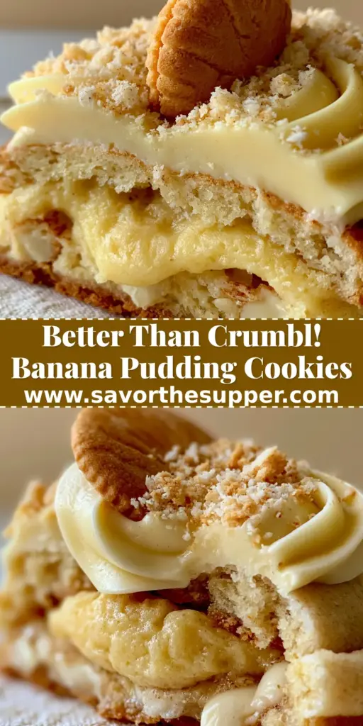 Banana Pudding Cookies: The Ultimate Thick and Soft-Baked Gourmet Recipe 4 A stack of thick banana pudding cookies topped with pale yellow frosting and Nilla wafers. (banana pudding cookies)