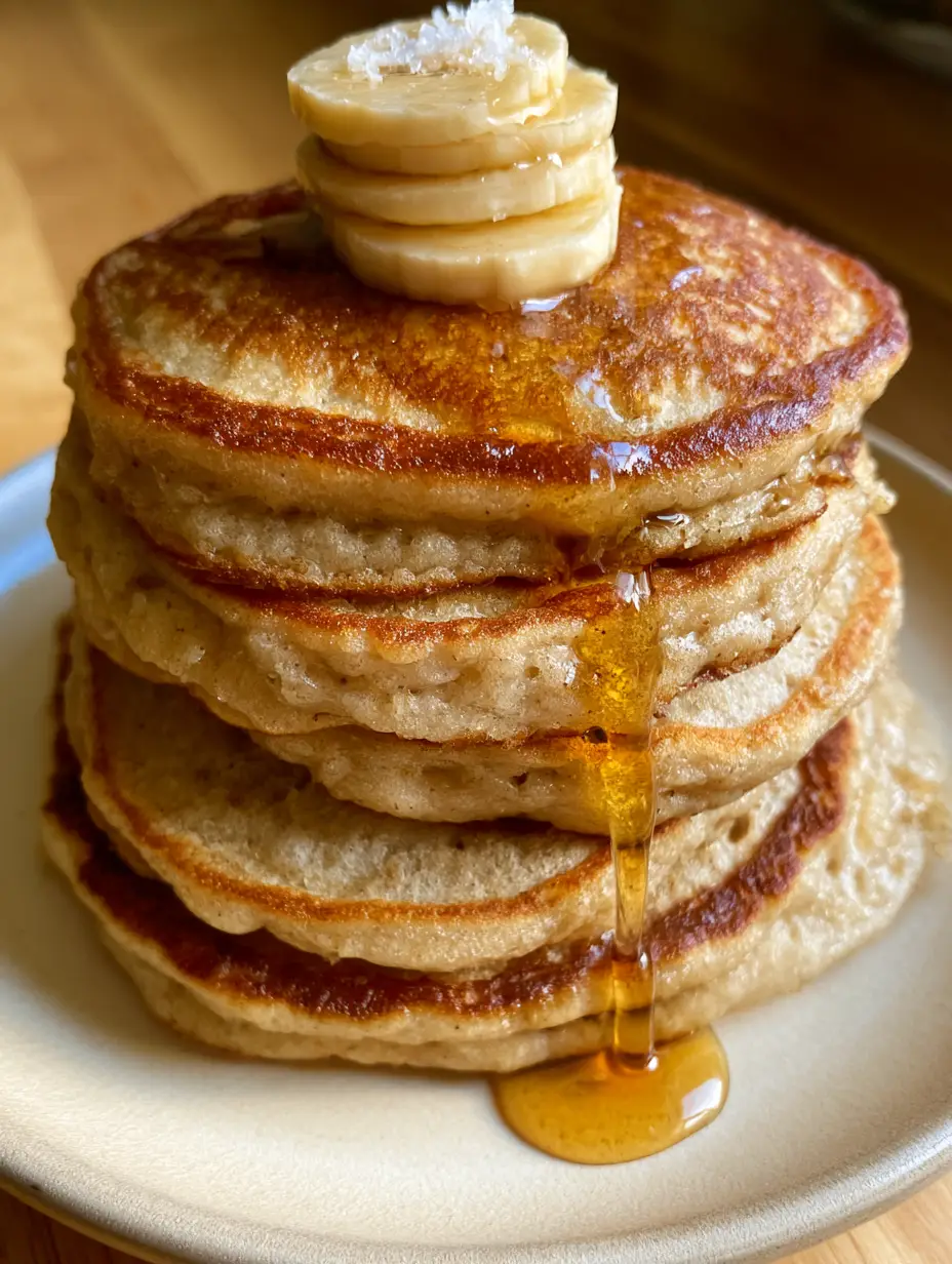 Extreme close-up of the aerated fluffy pancake interior and seared golden-brown batter. (banana pancakes recipe)