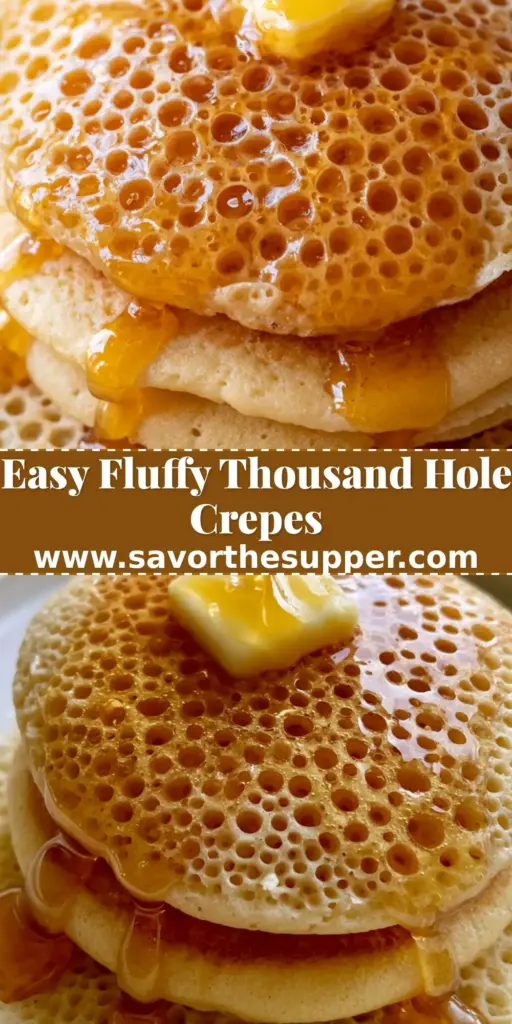 A stack of three golden African crepes (Baghrir) on a white plate, covered in a thick honey-butter glaze with a melting butter cube and mint garnish.